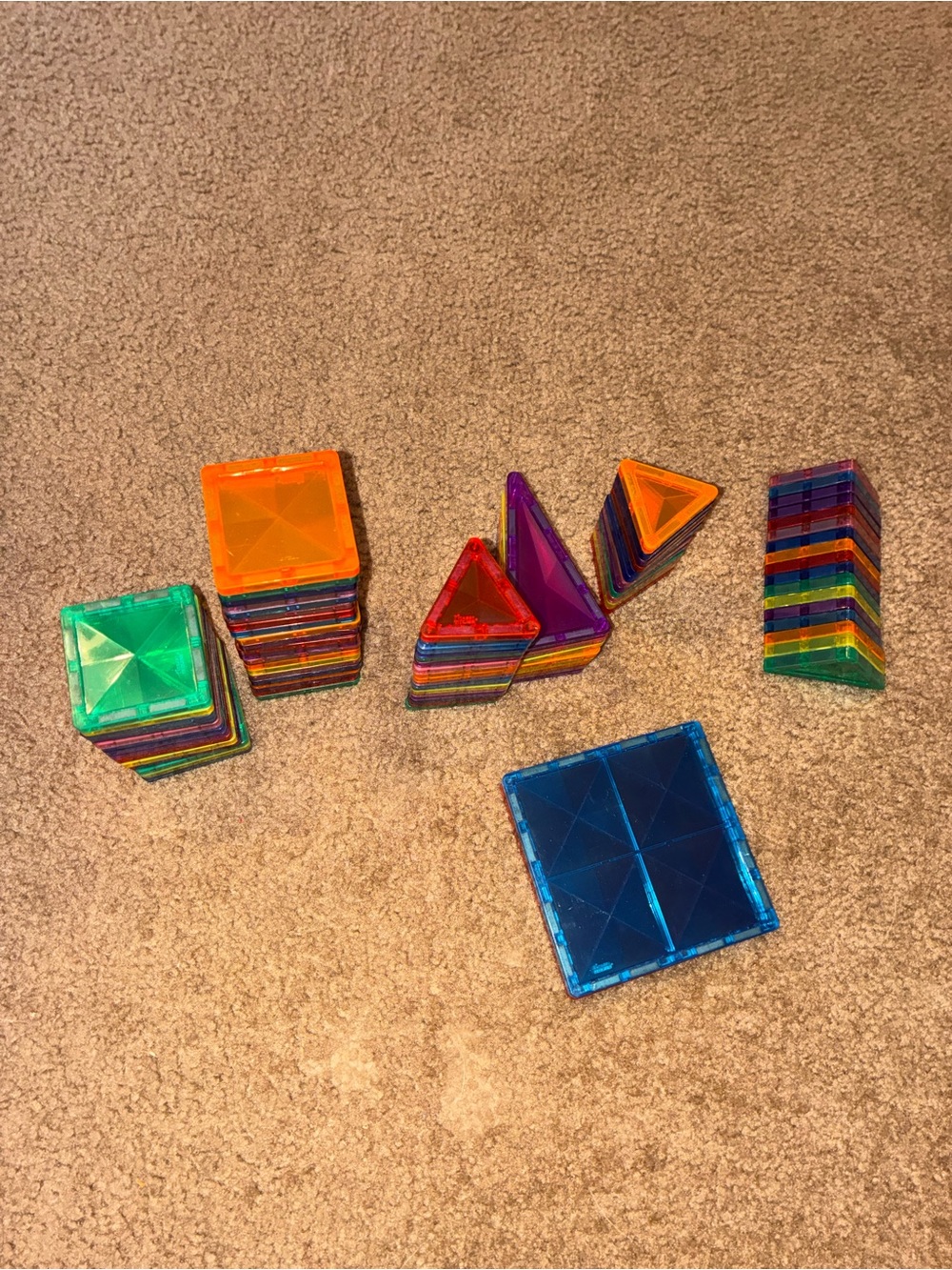 Magnetic Building Tiles Set - Multicolor Squares & Triangles